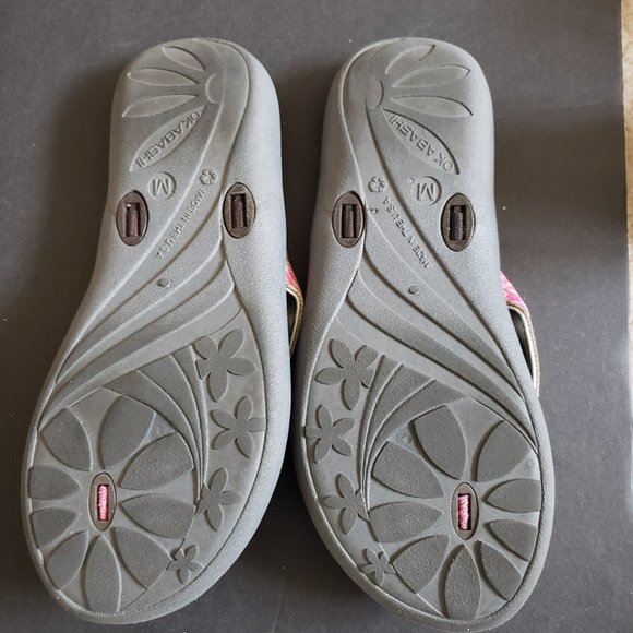 Okabashi Pink & Gray Flipflop Sandals Made in USA 7-7.5 Medium - Picture 2 of 6